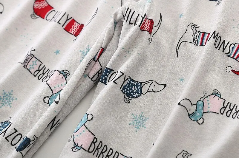 Stylish Dachshund Printed Pajama Set for Women