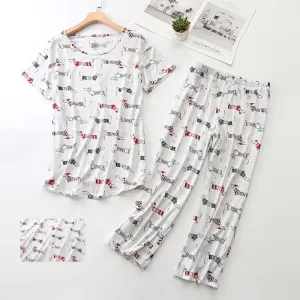 Stylish Dachshund Printed Pajama Set for Women