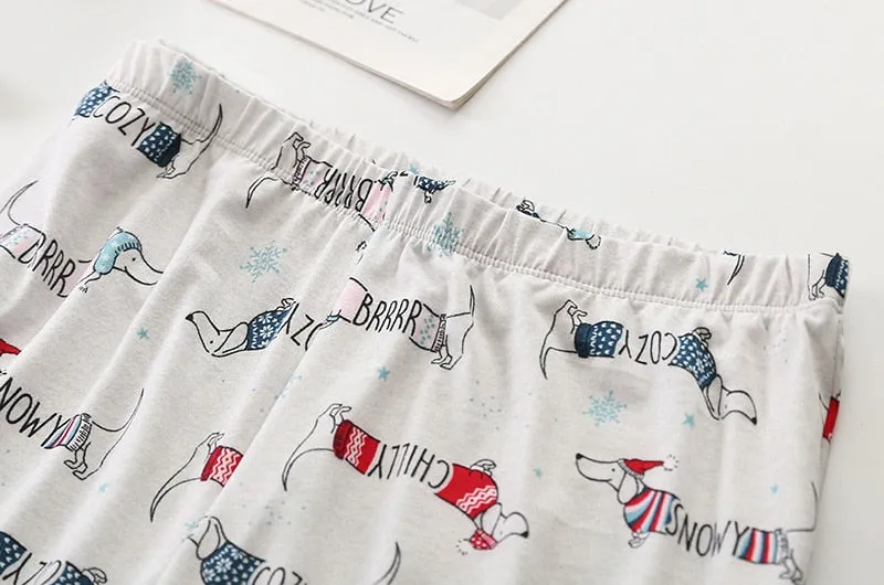 Stylish Dachshund Printed Pajama Set for Women