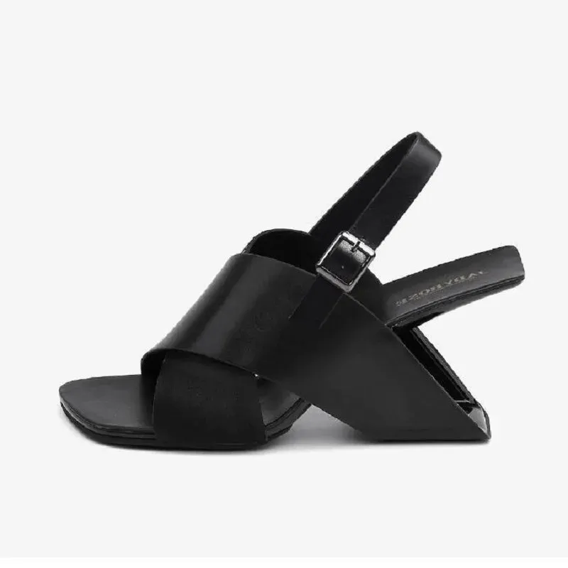 TEEK - Easel Back Buckle Strap Patent Wedges