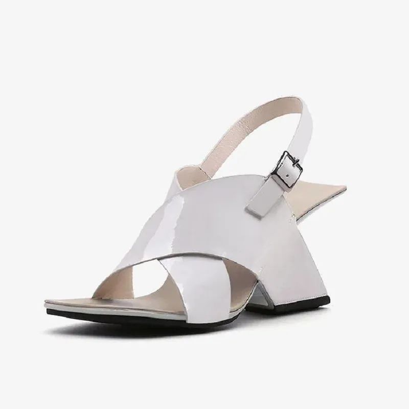 TEEK - Easel Back Buckle Strap Patent Wedges