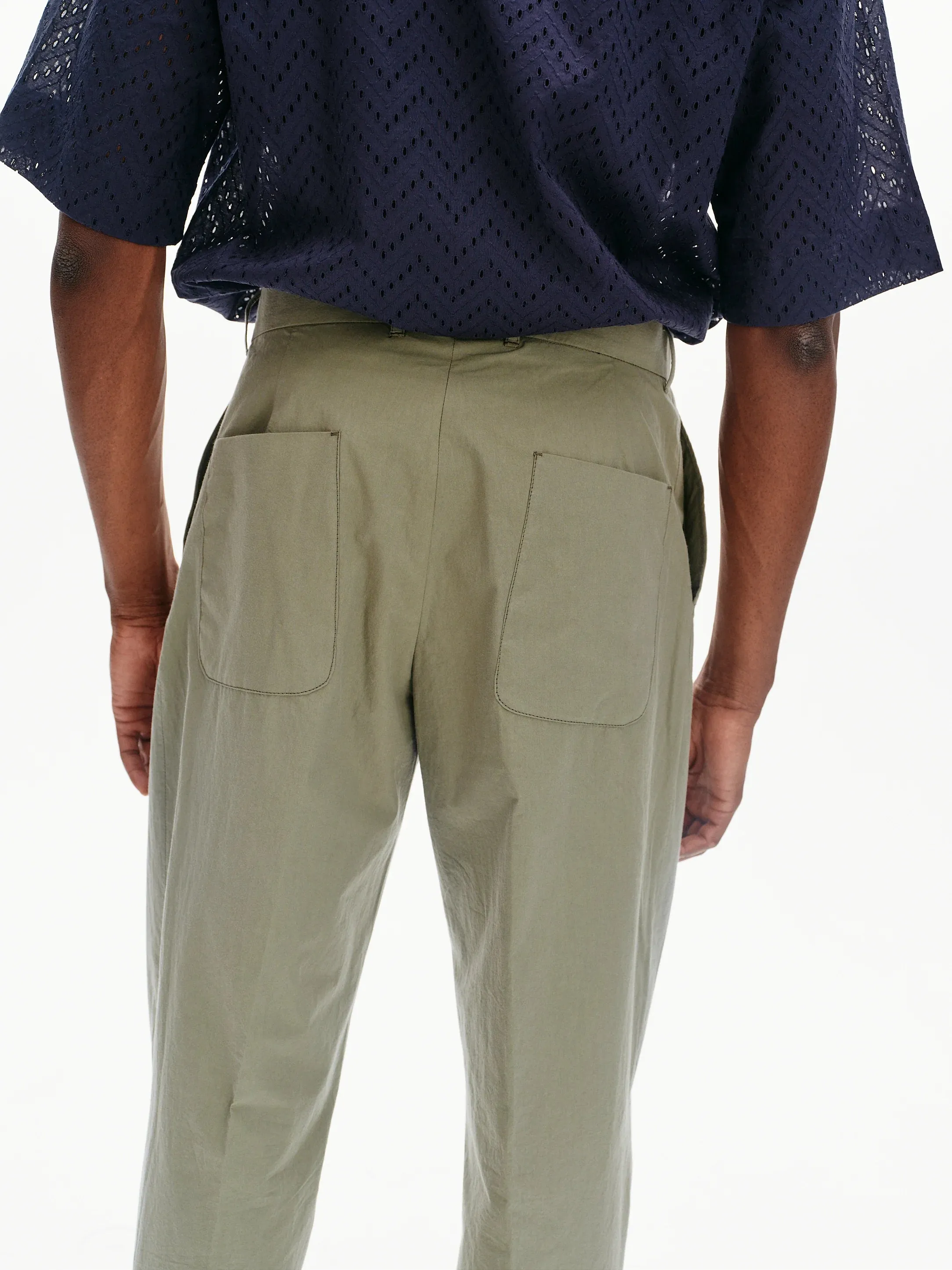 Typewriter Cotton Straight Trousers | Sage